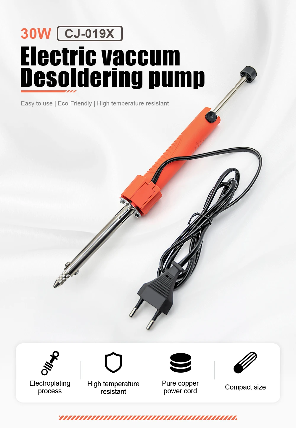 

JCD 2-in-1 Soldering Iron Solder Absorber 30W Electric vaccum Desoldering Pump Automatic Tin Dissolution Welding Repair Tools