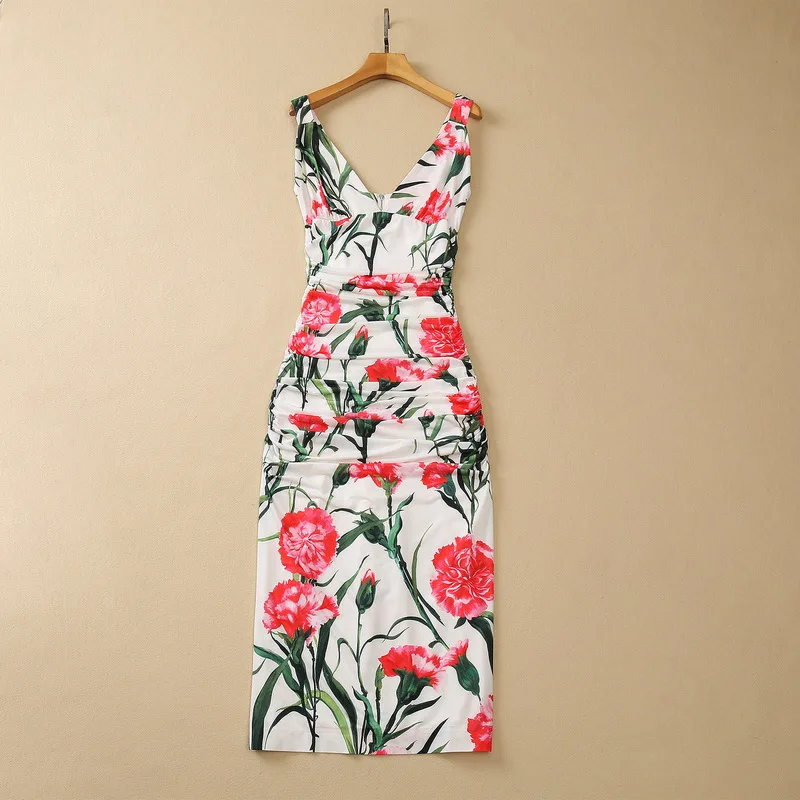 European and American women's dress 2023 summer new style Sleeveless V-neck carnation print Fashion dress XXL
European and American women's dress 2023 summer new style Sleeveless V-neck carnation print Fashion dress XXL