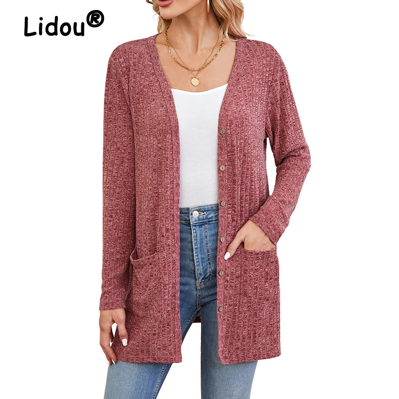 Women Autumn Elegant Fashion V Neck Long Sleeve Loose Single Breasted Cardigan Jacket Casual Streetwear Solid Ribbed Tunic Coats
Women Autumn Elegant Fashion V Neck Long Sleeve Loose Single Breasted Cardigan Jacket Casual Streetwear Solid Ribbed Tunic Coats