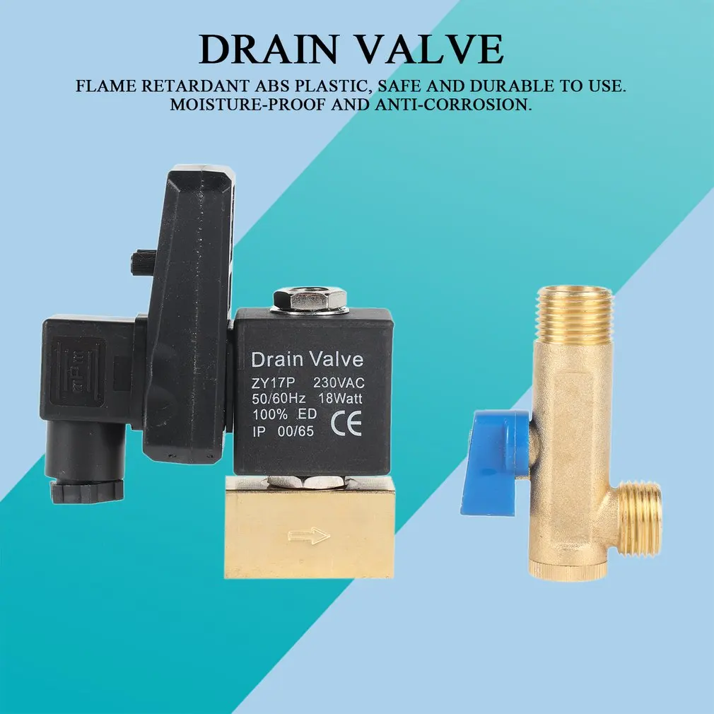 Electronic Drain Valve Timed Gas Tank Automatic Drain Valve 1/2" Port AC 230V 2-way Brass Valve For Air Compressor Fast Delivery
Electronic Drain Valve Timed Gas Tank Automatic Drain Valve 1/2" Port AC 230V 2-way Brass Valve For Air Compressor Fast Delivery