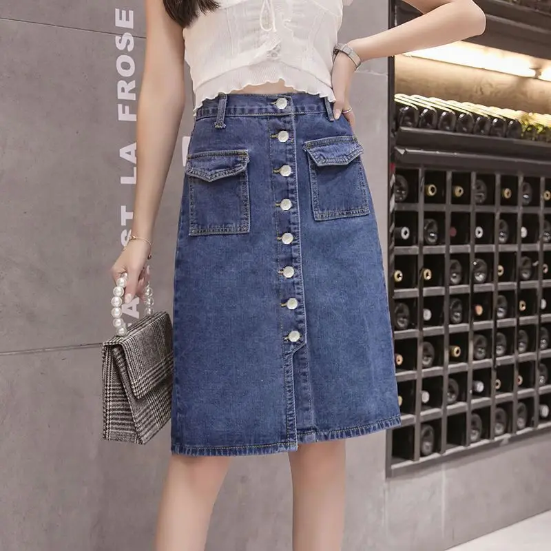 High waist single-breasted denim skirt Summer 2023 new Buttons Pocket Jeans Skirt for women Fashion korean Elegant jupe Femme
High waist single-breasted denim skirt Summer 2023 new Buttons Pocket Jeans Skirt for women Fashion korean Elegant jupe Femme