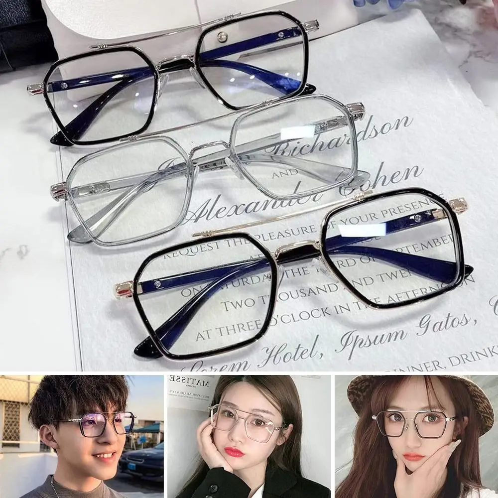 

Eye Protection Anti-Blue Light Glasses Vintage Blue Ray Blocking Ultralight Square Eyeglasses Metal Frame Eyewear Office