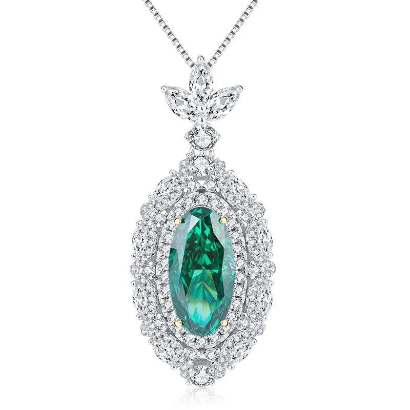 

S925 Silver High Carbon Diamond High Grade Emerald Women's Pendant Necklace 8 * 16 Jewelry Wholesale