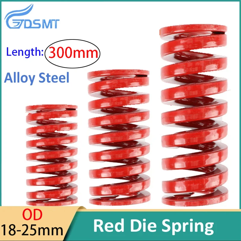 

1pcs Mold Spring Rectangular Spring Steel TM Red Medium Load Outer Diameter 18-25mm Length 300mm