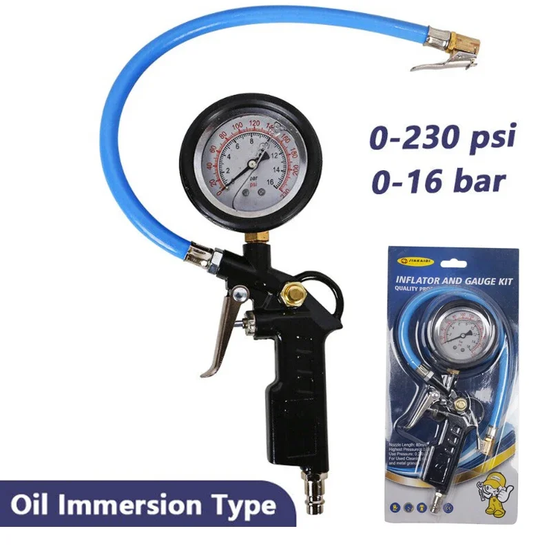 

Tire Pressure Gauge 0-230 psi 0-16bar High Precision Tyre Air Meter Vehicle ATI Analog Tire Inflator OIL-Filled Pressure Gauge