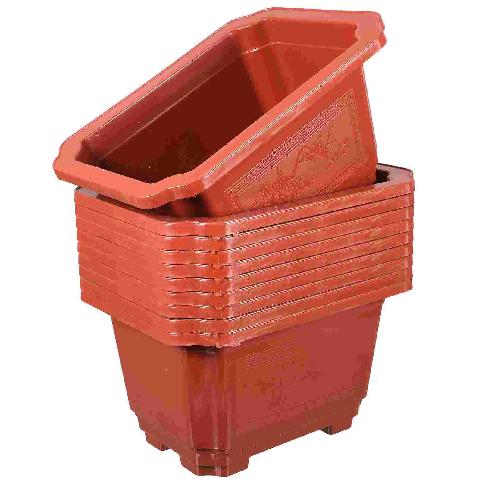 

10 Pcs Flowerpot Household Gardening Bonsai Container Planting Rectangular Accessory Plastic Holder Large