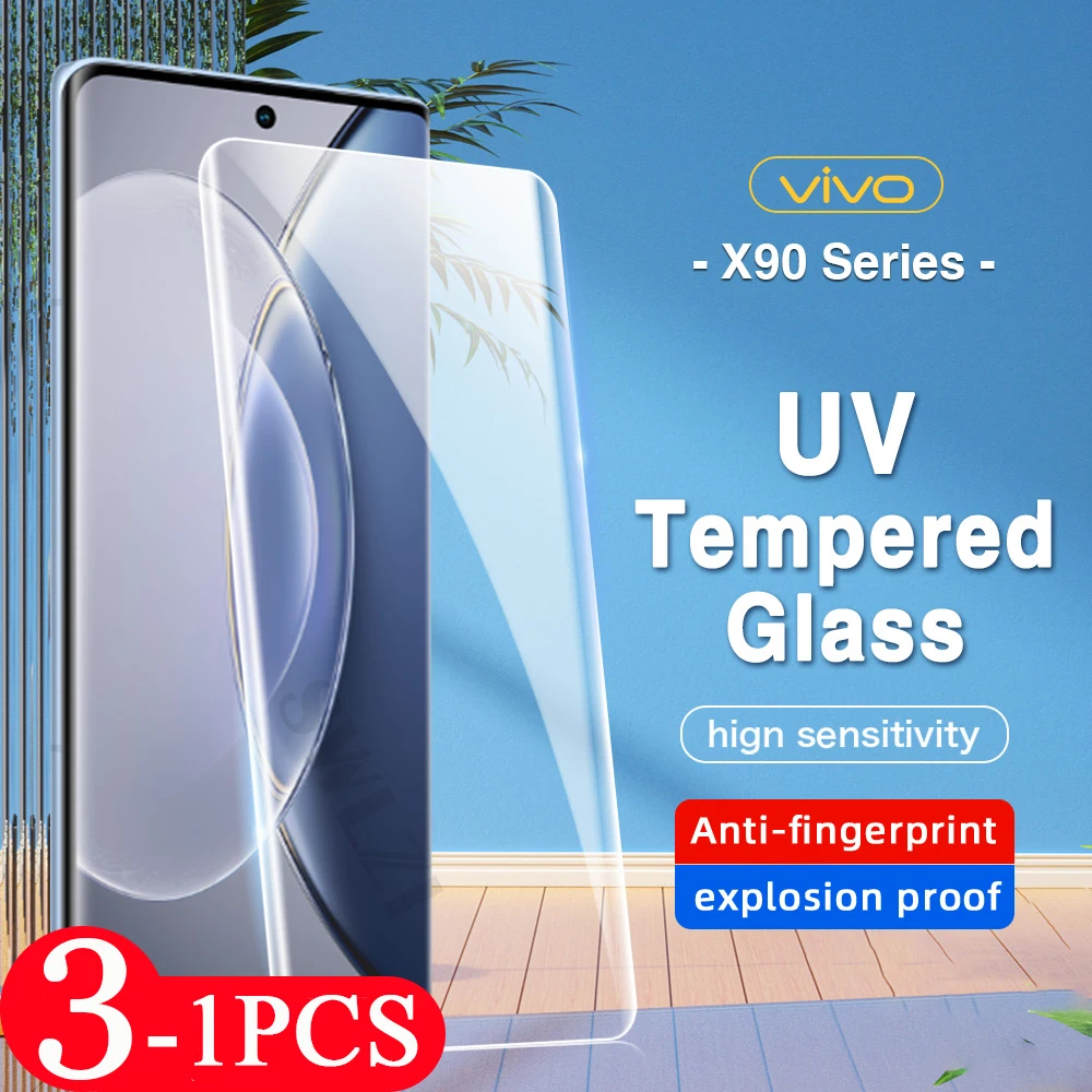

3/2/1Pcs 9D screen protector For vivo S12 S15 S16 pro UV Tempered Glass NEX 3 3S x90 x80 pro plus UV Glass phone protective film