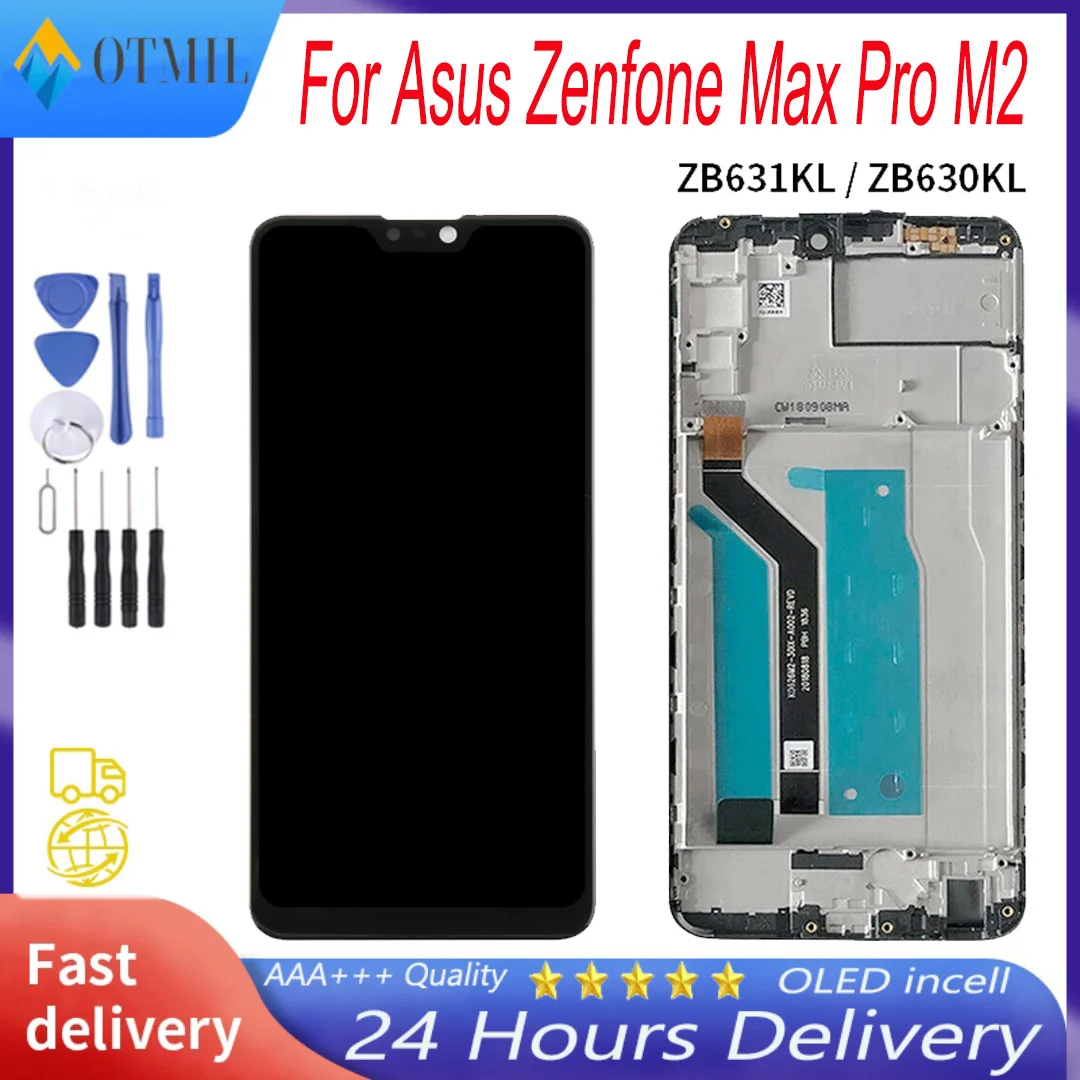 

6.26'' AAA+++ LCD Digitizer For Asus Zenfone Max Pro M2 ZB631KL ZB630KL LCD Display Touch Screen Assembly With Frame+Tools