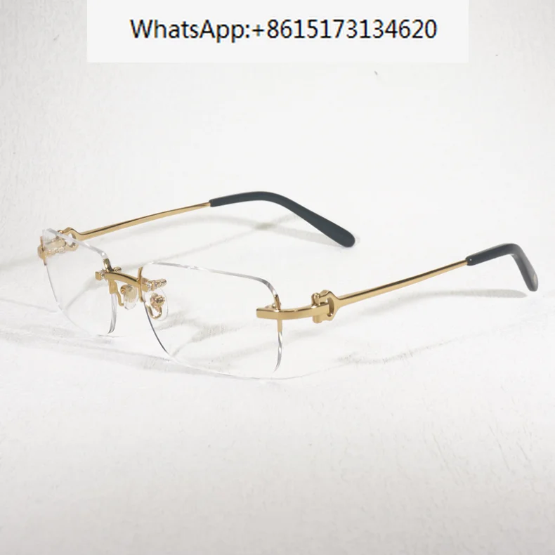 

Vintage Rimless Square Glasses Men Oculos Shade Metal Frame Gafas Women for Reading