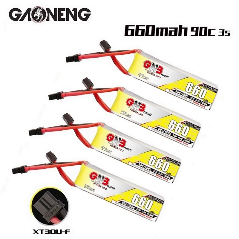 4pcs GNB HV Lipo Battery 660mAh 3S 11.4V MAX 90C/180C For FPV Racing Drone 4 Axis UAV RC Quadcopter RC Drone XT30 Plug
4pcs GNB HV Lipo Battery 660mAh 3S 11.4V MAX 90C/180C For FPV Racing Drone 4 Axis UAV RC Quadcopter RC Drone XT30 Plug