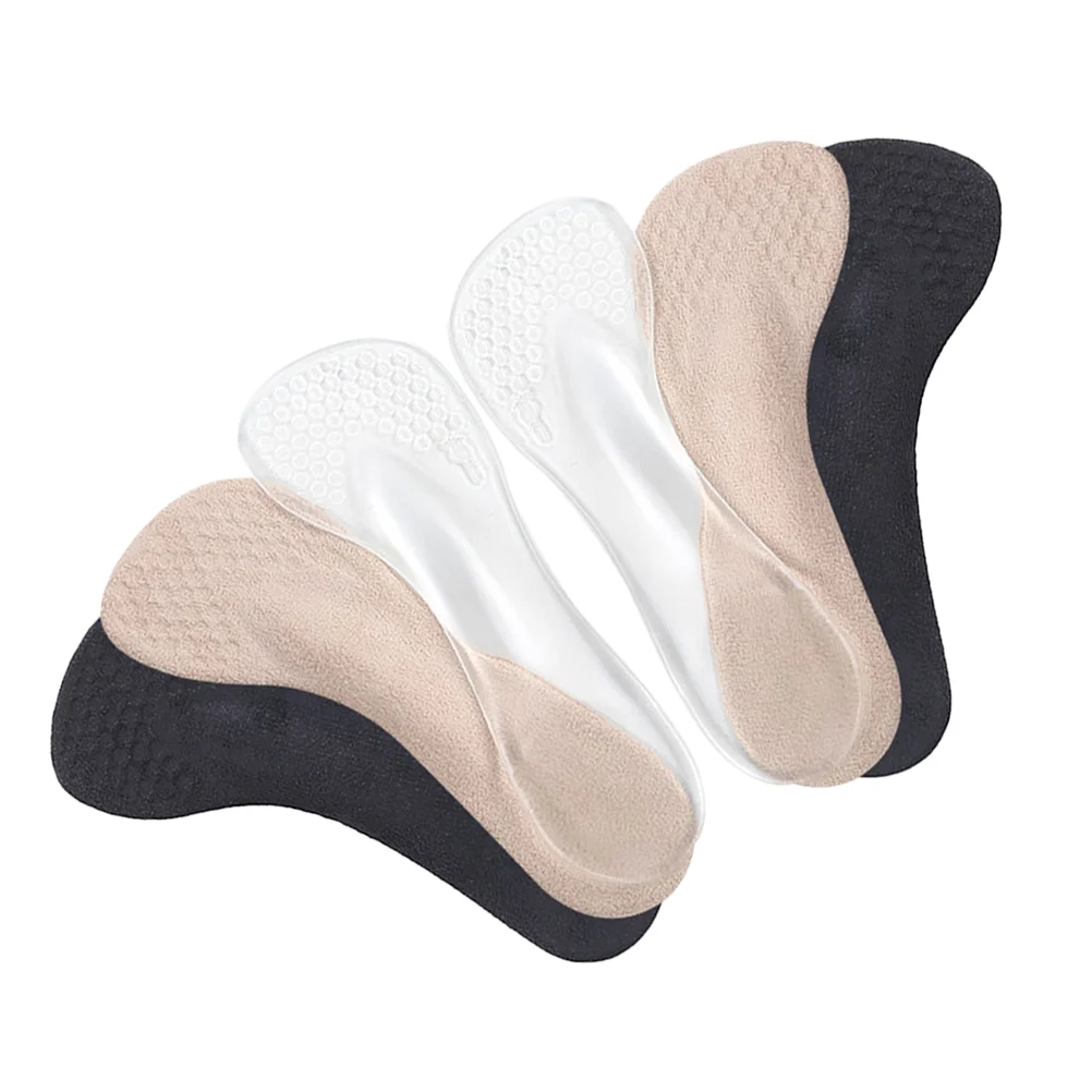 

3 Pairs Gel Arch Inserts Insoles Absorption Shoe-pad Sweat Absorbent Shoe Cushions Anti-slip Insoles for Women Wearing Black