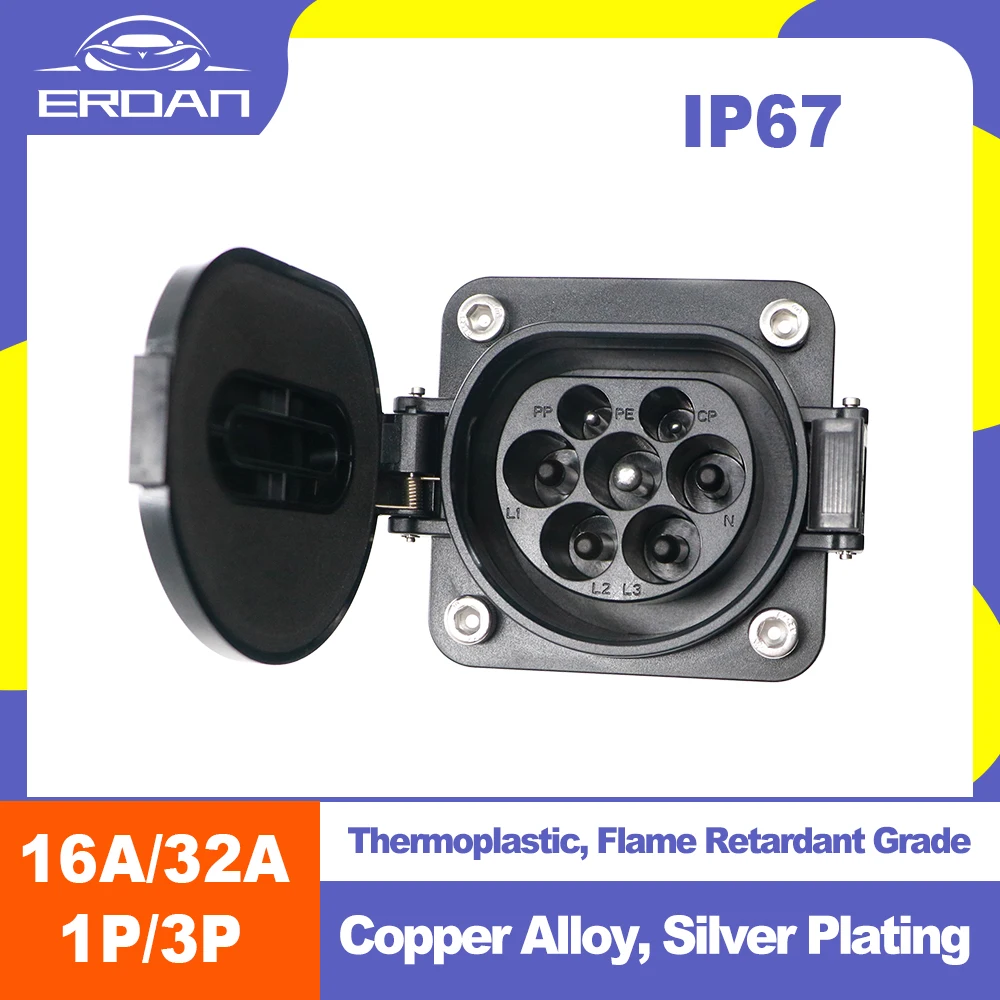 EV Charging Socket IEC 62196-2 Type 2 Male EV Charger Connector Socket Vehicle Side Square IP67
EV Charging Socket IEC 62196-2 Type 2 Male EV Charger Connector Socket Vehicle Side Square IP67