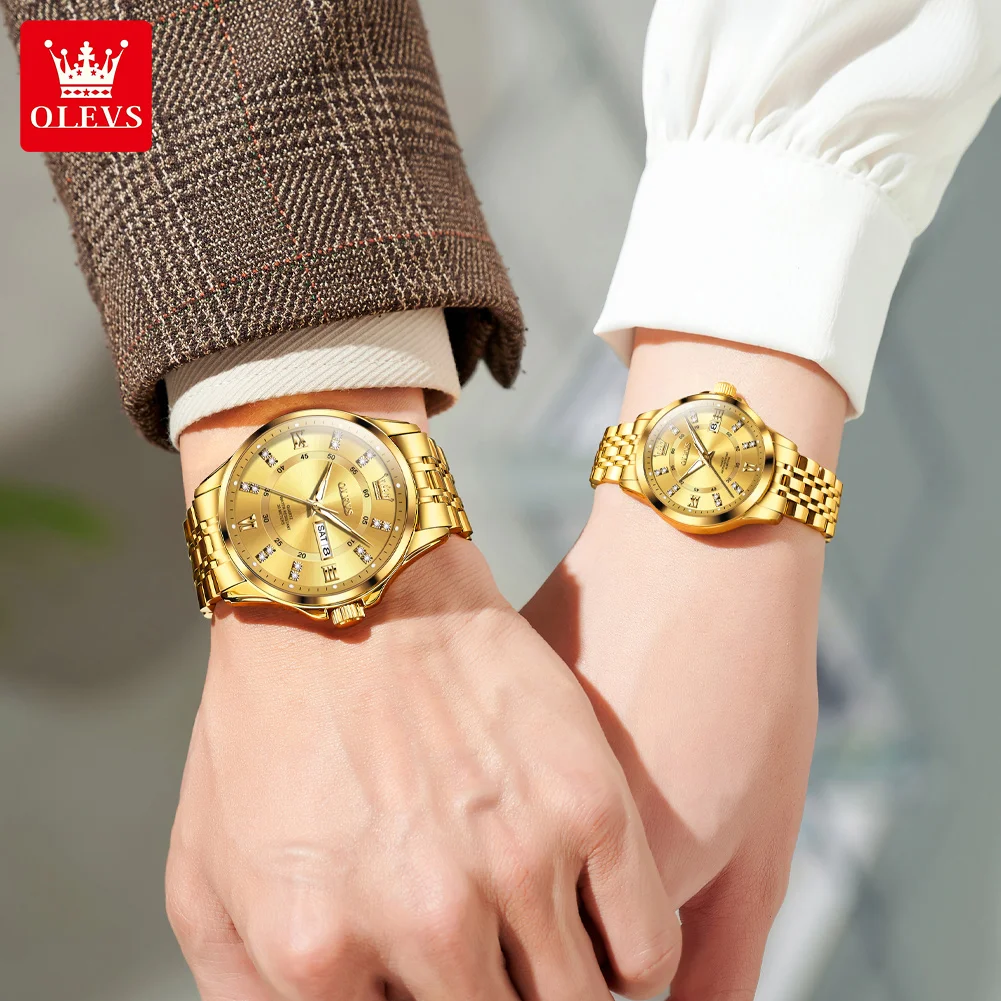 OLEVS-Montre-bracelet à quartz étanche pour couple, montres de marque de luxe, date Shoe, cadeau amoureux des travailleurs, tendance de la mode, originale 3