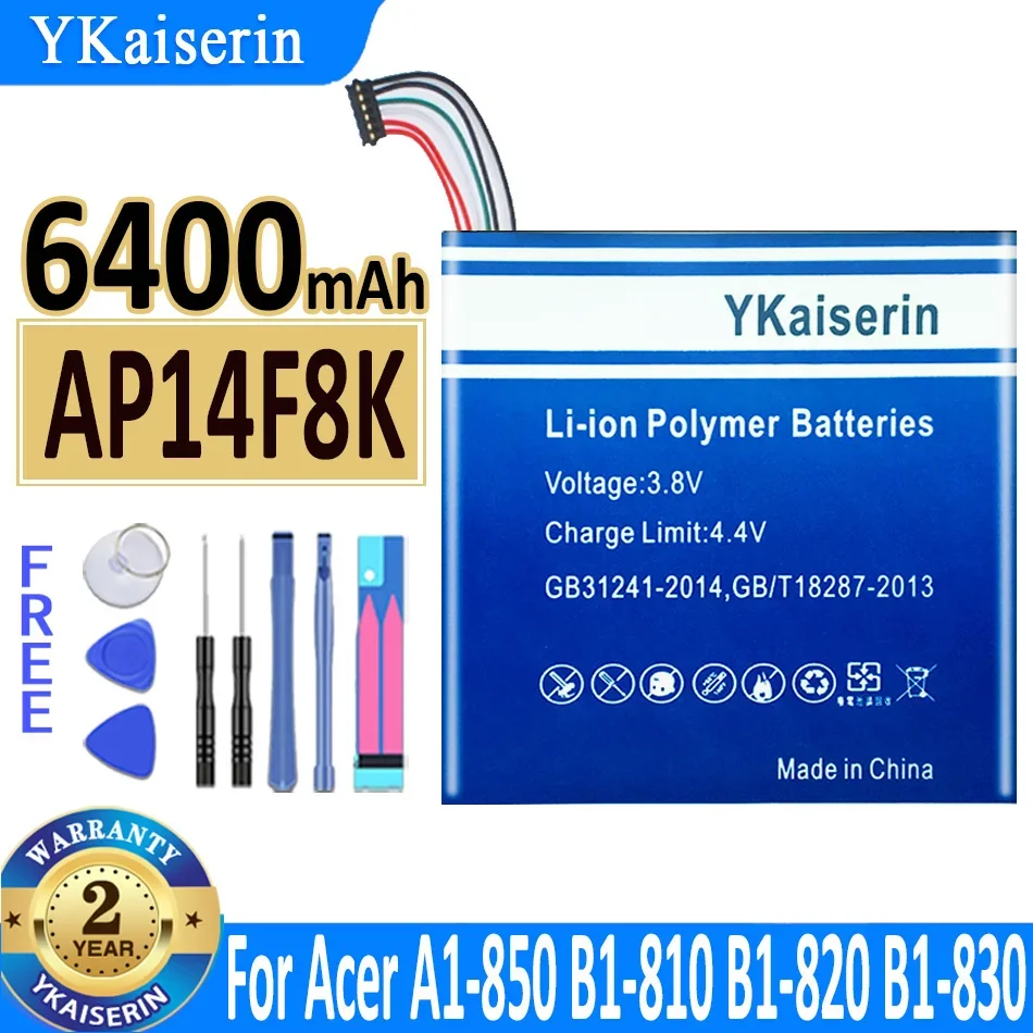 

YKaiserin Li-ion Polymer Laptop Battery AP14F8K 6400mAh For Acer Iconia Tab A1-850 B1-810 B1-820 B1-830 W1-810 Bateria Tools