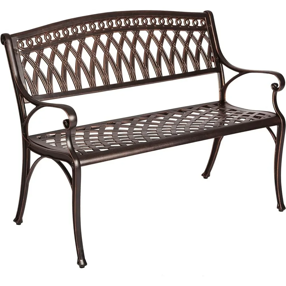 

Bench heavy-duty rust proof metal structure front porch,backyard, lawn,garden, swimming pool,deck, outdoor antique bronze finish