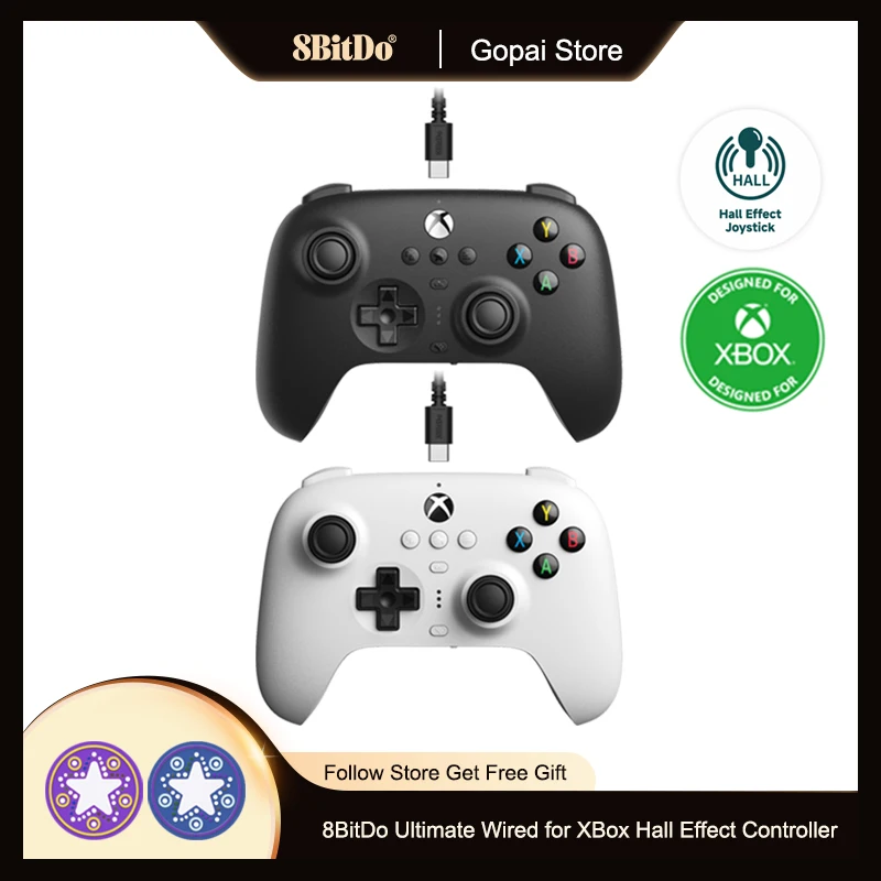 

8BitDo Ultimate Wired Gamepad Hall Effect Joystick for Xbox Series,Series S, X, Xbox One, Windows 10 11 For Microsoft Controller