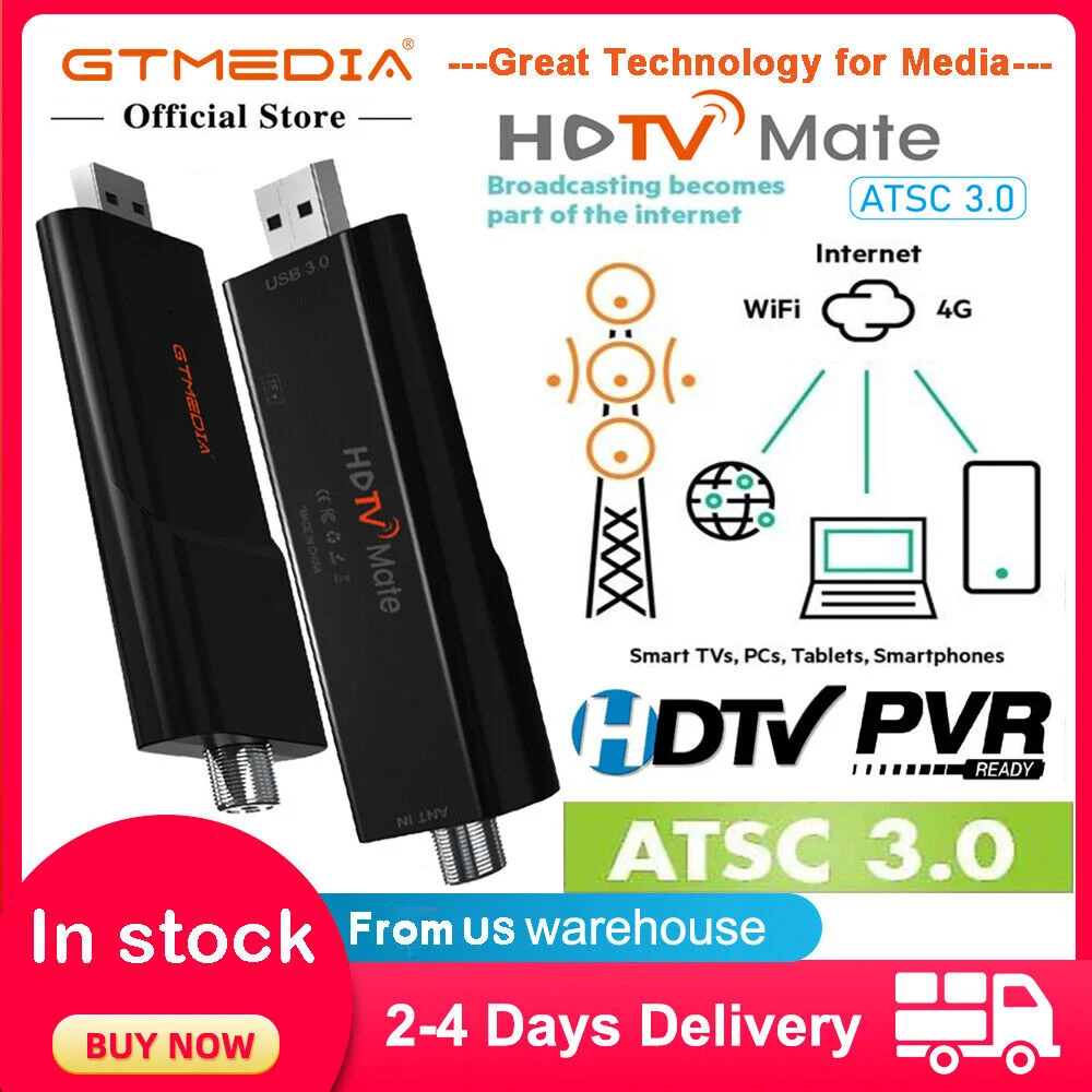 

GTMEDIA HDTV Mate ATSC TV Stick 4K Ultra HD USB 3.0 Tuner Stick Android 9.0 Portable TV Dongle With ATSC3.0/1.0 American Version