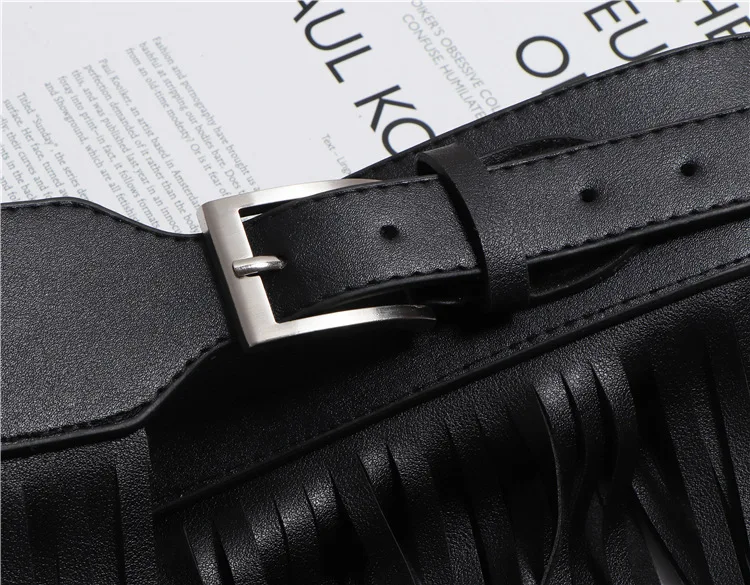 LANMREM Basics PU Leather Skirt Women Belt Black Color High Street Decoration Full Tassels Skirts Female New Fashion 2DC1326 39 S8bd135f703d5402c97b137bb26d6d3dck