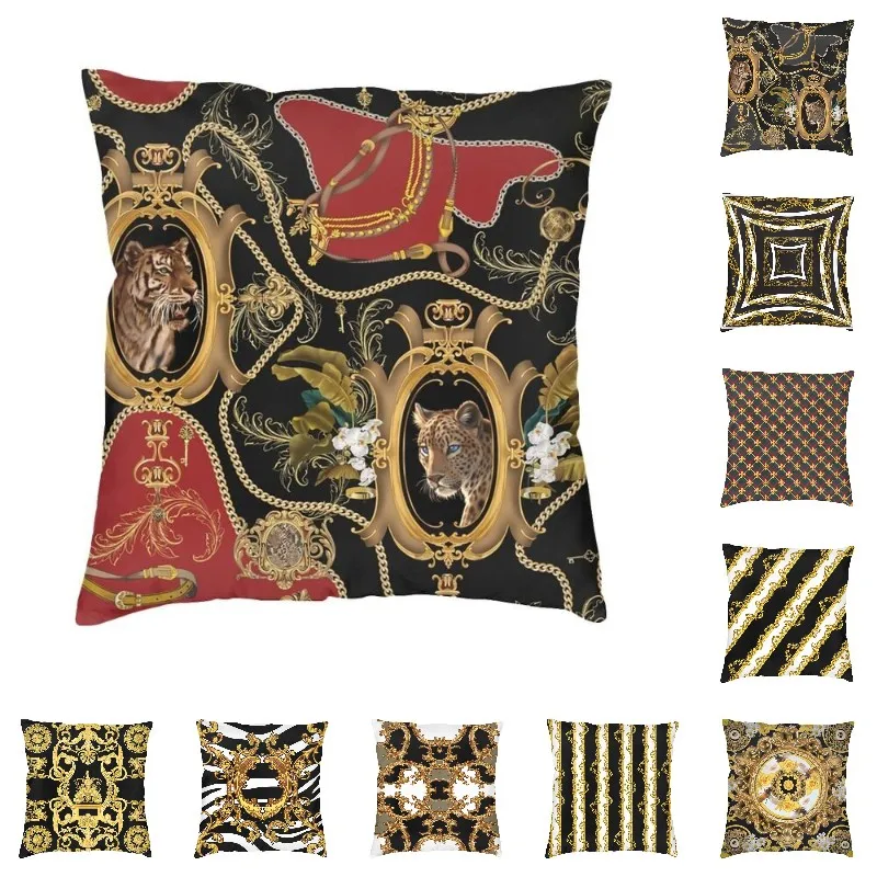 Gold Baroque Pattern Modern Throw Pillow Covers Living Room Decoration Leopard Head Tropical Leaves And Chain Car Cushion Case
Gold Baroque Pattern Modern Throw Pillow Covers Living Room Decoration Leopard Head Tropical Leaves And Chain Car Cushion Case