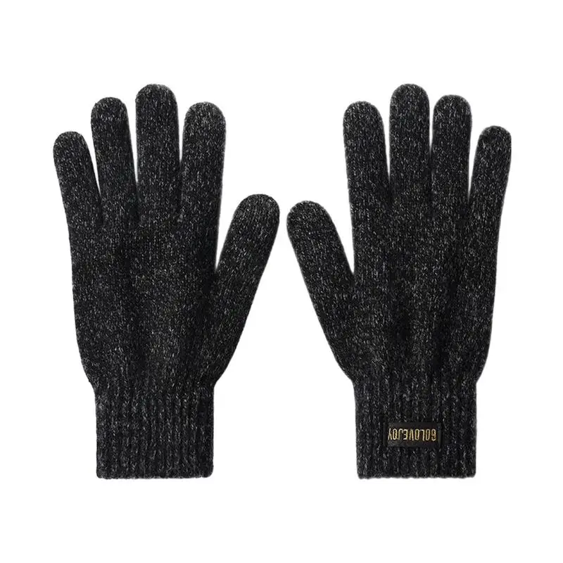

Wool Gloves Thick Lined Work Gloves Touch Screen Knitted Winter Gloves Women Cold Weather Gloves Men Double-layer For Running