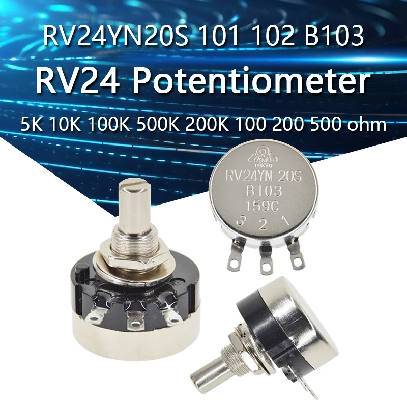 RV24YN20S 101 102 B103 104 105 201 202 203 204 254 302 303 501 502 503 504 5K 10K 100K 500K 200K 100 200 500 ohm Potentiometer
RV24YN20S 101 102 B103 104 105 201 202 203 204 254 302 303 501 502 503 504 5K 10K 100K 500K 200K 100 200 500 ohm Potentiometer