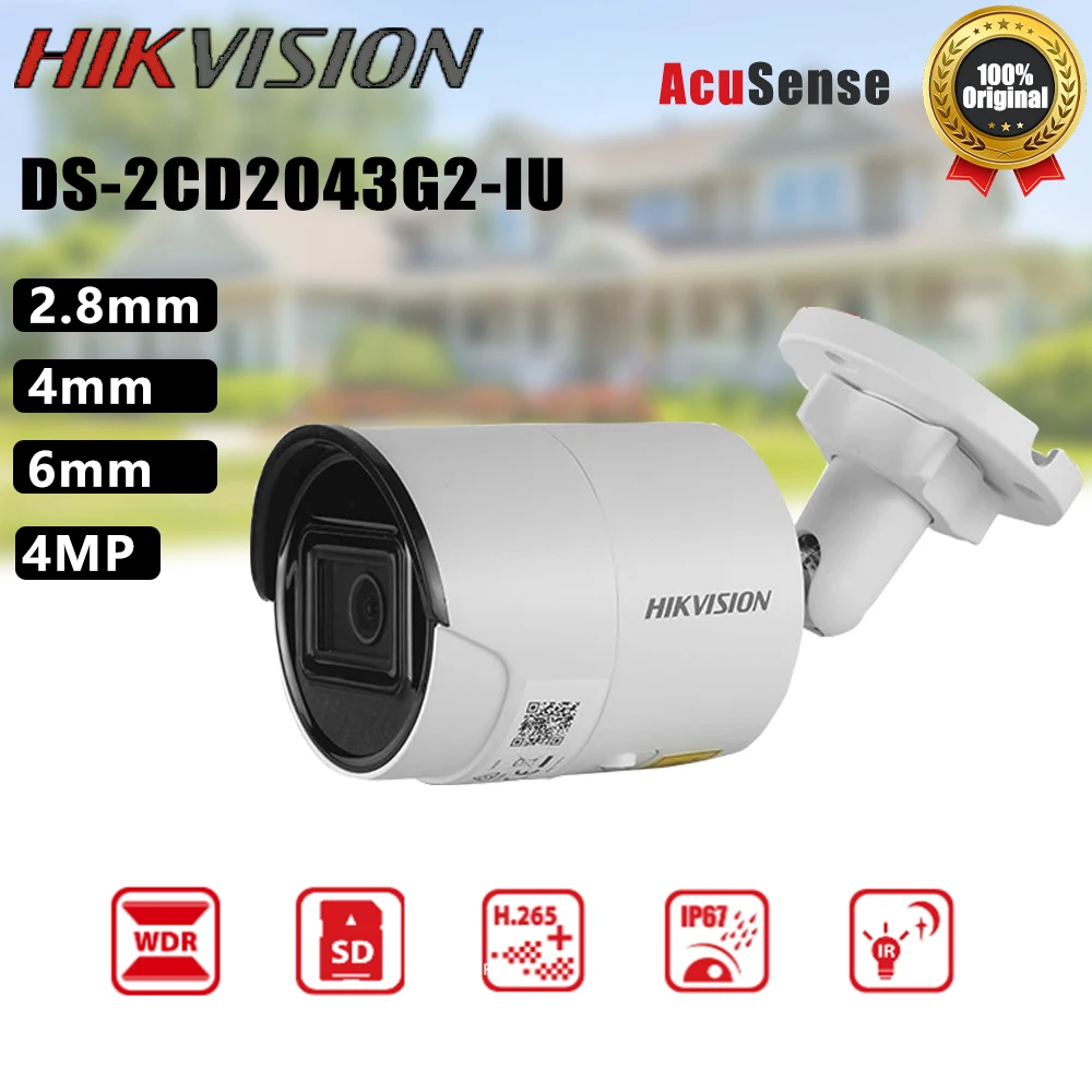 

Hikvision DS-2CD2043G2-IU IP Camera 4MP AcuSense IR40M IP67 Bullet Network PoE Camera Built in Mic Human Detection Secuirity