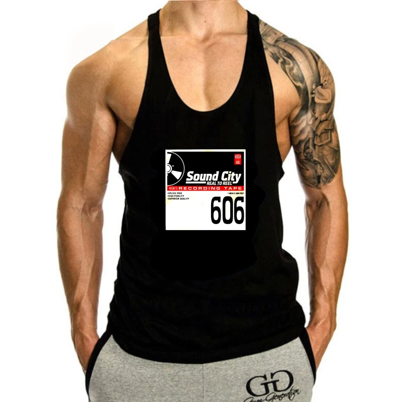 Мужская майка без рукавов New Sound City, Черная мужская майка на заказ 
Мужская майка без рукавов New Sound City, Черная мужская майка на заказ