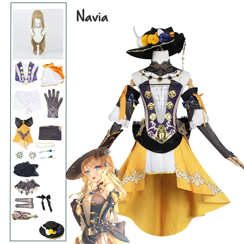 Navia Cosplay Impact Costume Wig Hat Set Women Dress Uniform Halloween Party for Girls Outfit
Navia Cosplay Impact Costume Wig Hat Set Women Dress Uniform Halloween Party for Girls Outfit