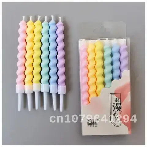 

6pcs Thread Color Birthday Candles with Stand Cake Candle Party Supplies Wedding Decoration Baby Birthday Party Decorations Kids