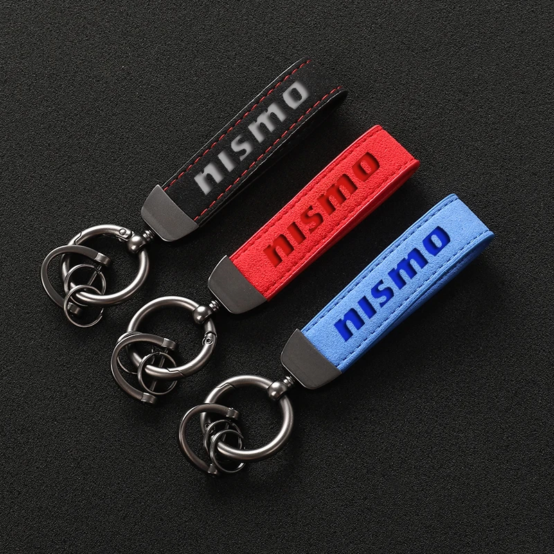 

For Nissan Nismo Almera Tiida Sunny QASHQAI Skyline Juke X-TRAI MARCH High Grade Suede Leather Car Keychain Nismo Key Ring