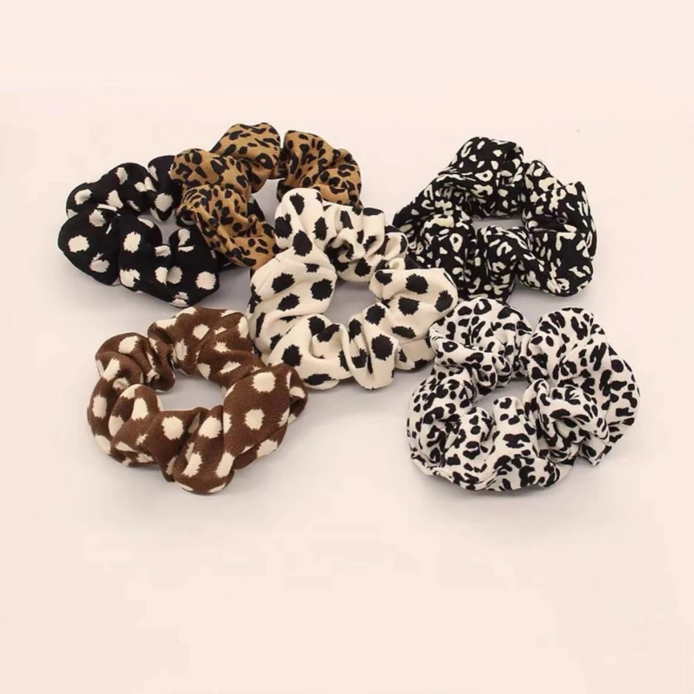 

New Polka Dot Scrunchies Leopard Zebra Pattern Elastic Hair Bands Hair Tie Fashion Headwear Ponytail Hair Accessories Hair Rope