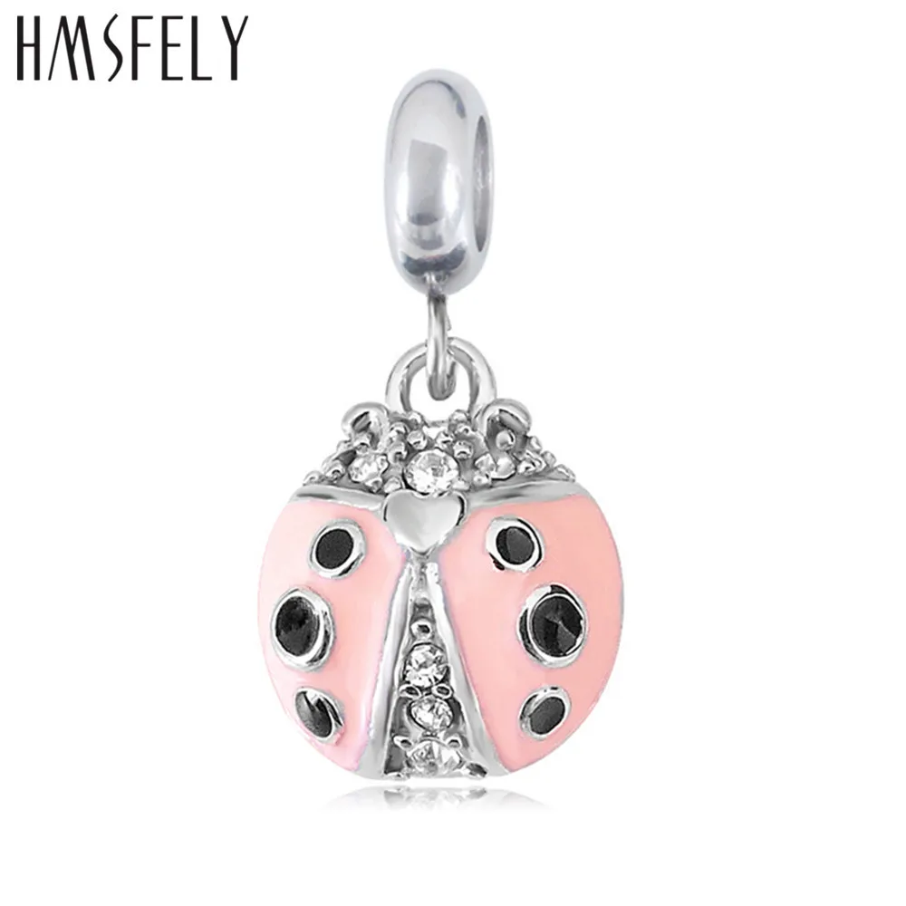 

HMSFELY Fashion Dangles Accessories Titanium Stainless Steel Ladybird Pendant For DIY Charms Bracelet Necklace Jewelry Making