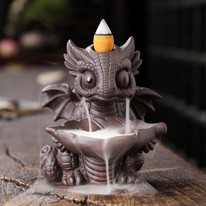 

Personality Gift Cute Dinosaur Incense Stove Waterfall Backflow Incense Table Purple Sand Stove Incense Plate Home Decoration