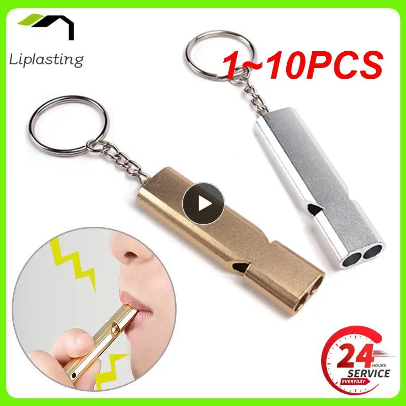 

1~10PCS Aluminum Alloy Whistle Outdoor Hiking Camping Safe Survival Warning Dual-tube Whistle Practical Waterproof Team Sports
