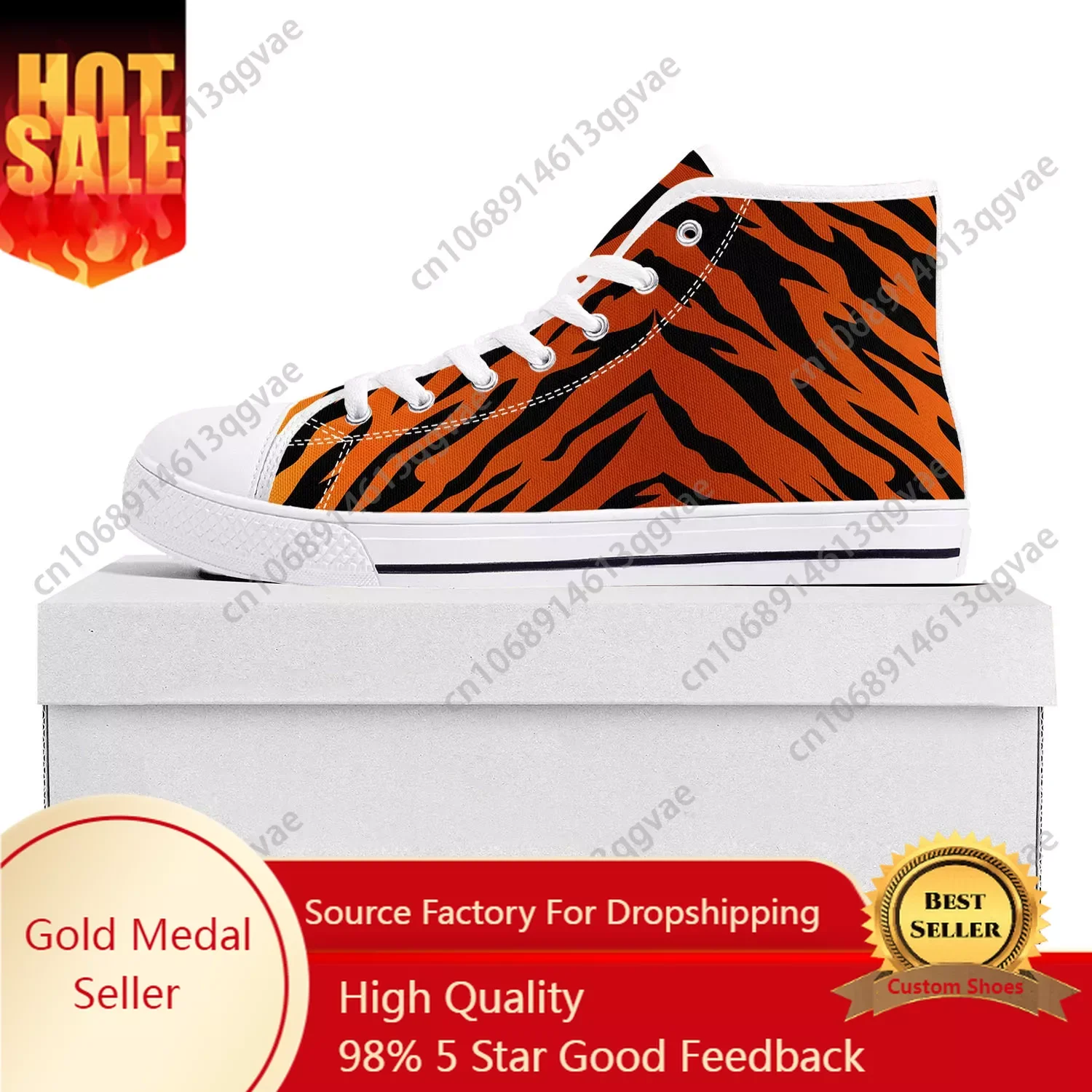 

Tiger Stripe 3D Print High Top High Quality Sneakers Mens Womens Teenager Canvas Sneaker Tide Printed Causal Couple Custom Shoe