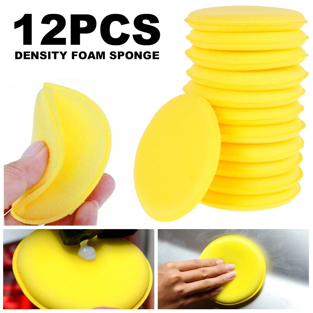 

12Pcs Car Waxing Polish Wax Foam Sponge Applicator Pads 10CM Yellow Cleaning Sponge Clean Washer Washing Tool Car Cleaning