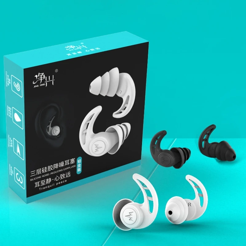 

3 Layers Washable Ear Plugs Noise Canceling Earplugs Reusable for Sleep Reading Cycling Concerts Nightclubs Airplane 2PC
