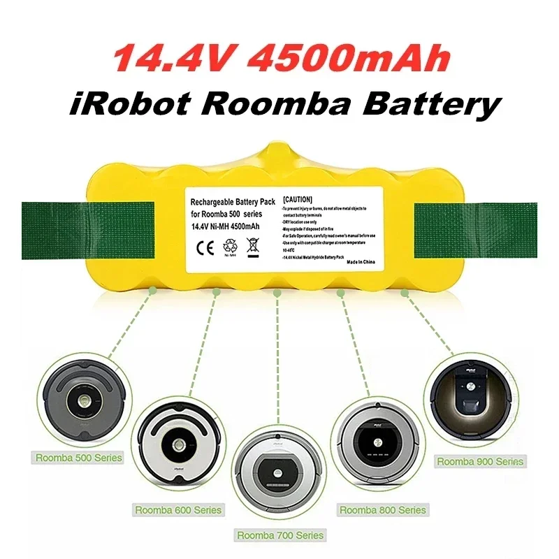 14.4V 9500mAh for iRobot Roomba Battery For iRobot Roomba Vacuum Cleaner 500 530 570 580 600 630 650 700 Rechargeable Battery
14.4V 9500mAh for iRobot Roomba Battery For iRobot Roomba Vacuum Cleaner 500 530 570 580 600 630 650 700 Rechargeable Battery