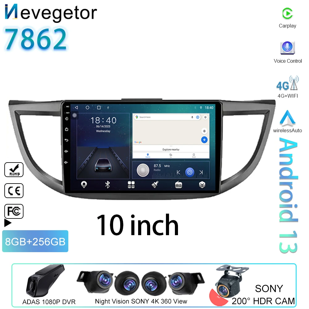 

For Honda CRV CR-V 4 RM RE 2011 - 2018 Video Player QLED Android Auto Car Radio Navigation Multimedia Stereo Carplay No 2din DVD
