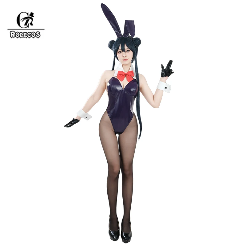 

ROLECOS Little Devil Bunny Costume Sexy Black Bunny Women Uniform with Wings Halloween Party Role Play Suit Outfit Fullset