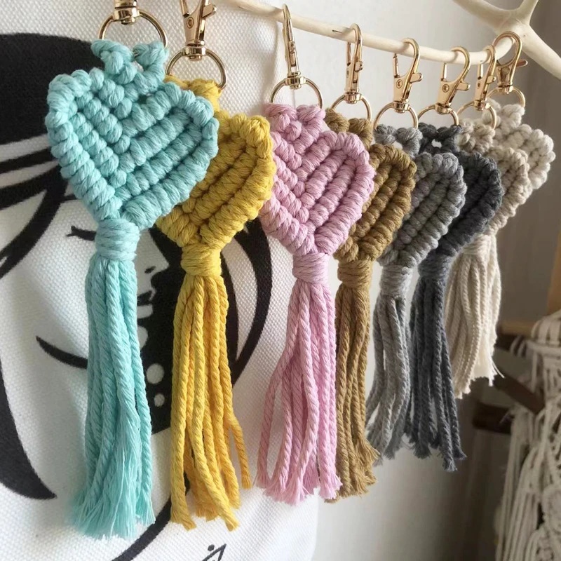 Handmade Macrame Heart Keychain - Boho Cotton Bag Charm 17 S8bea8b7c7c8c4936a53db31a9ba3e2d4C