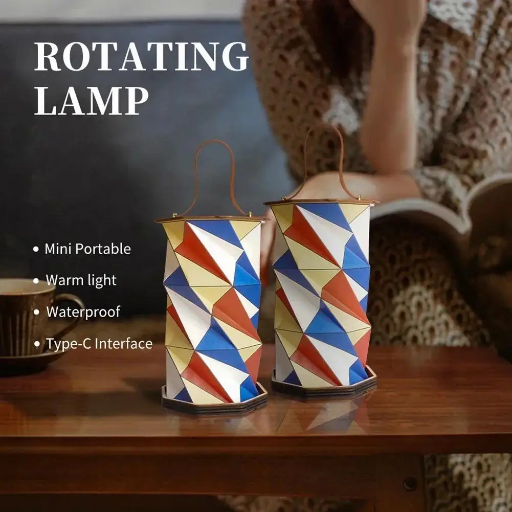 

Camping Lantern Outdoor Lighting Type-C Rechargeable 10-80LM Portable Vintage Wooden Folding LED Paper Lantern For Outdoor