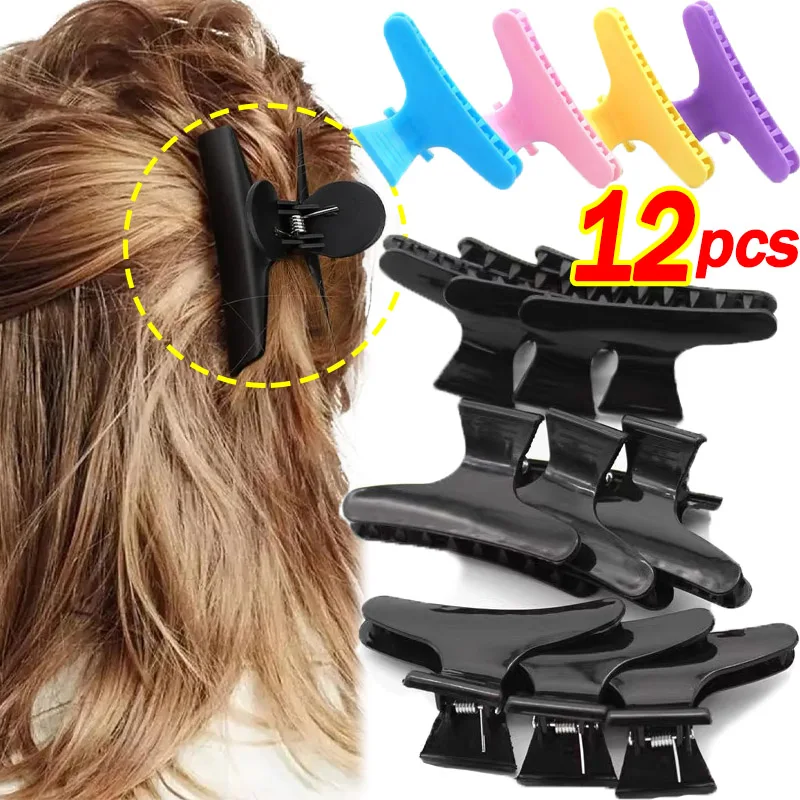 

3-12pcs Black Butterfly Hairpin Clips Woman Girl Professional Salon Hair Section Headwear Claws Ponytail Clamps Tool Accessories