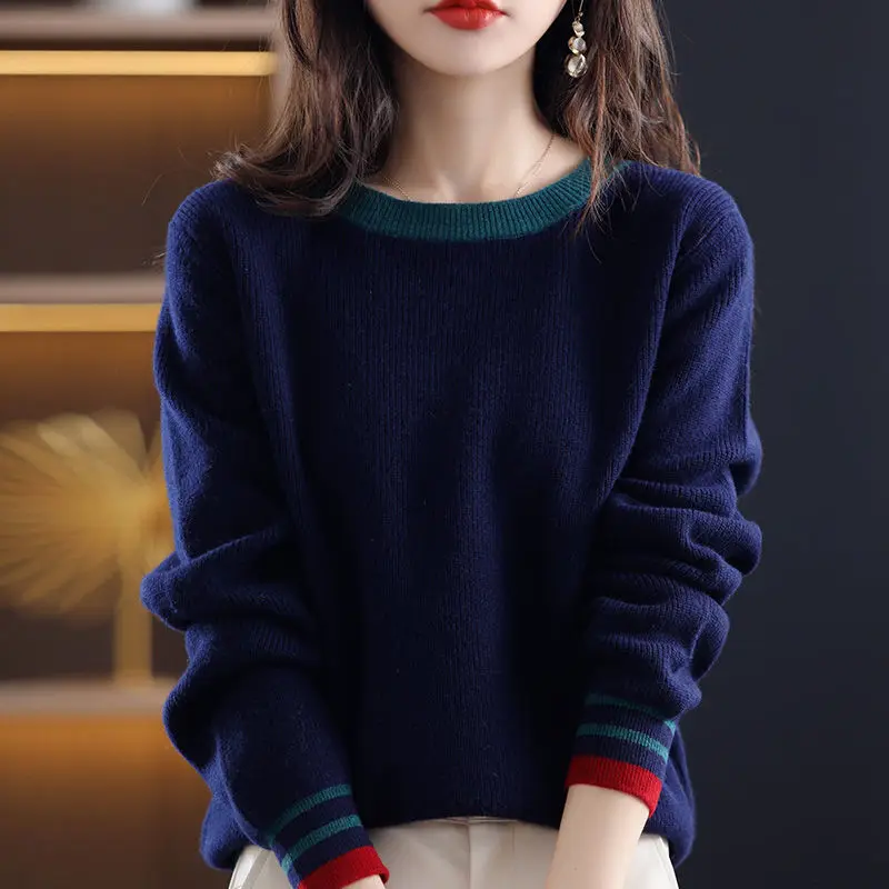 Female Clothing 2022 Solid Color Patchwork Knitted Sweaters Autumn Winter Korean Loose Sweet Tops All-match Round Neck Jumpers
Female Clothing 2022 Solid Color Patchwork Knitted Sweaters Autumn Winter Korean Loose Sweet Tops All-match Round Neck Jumpers