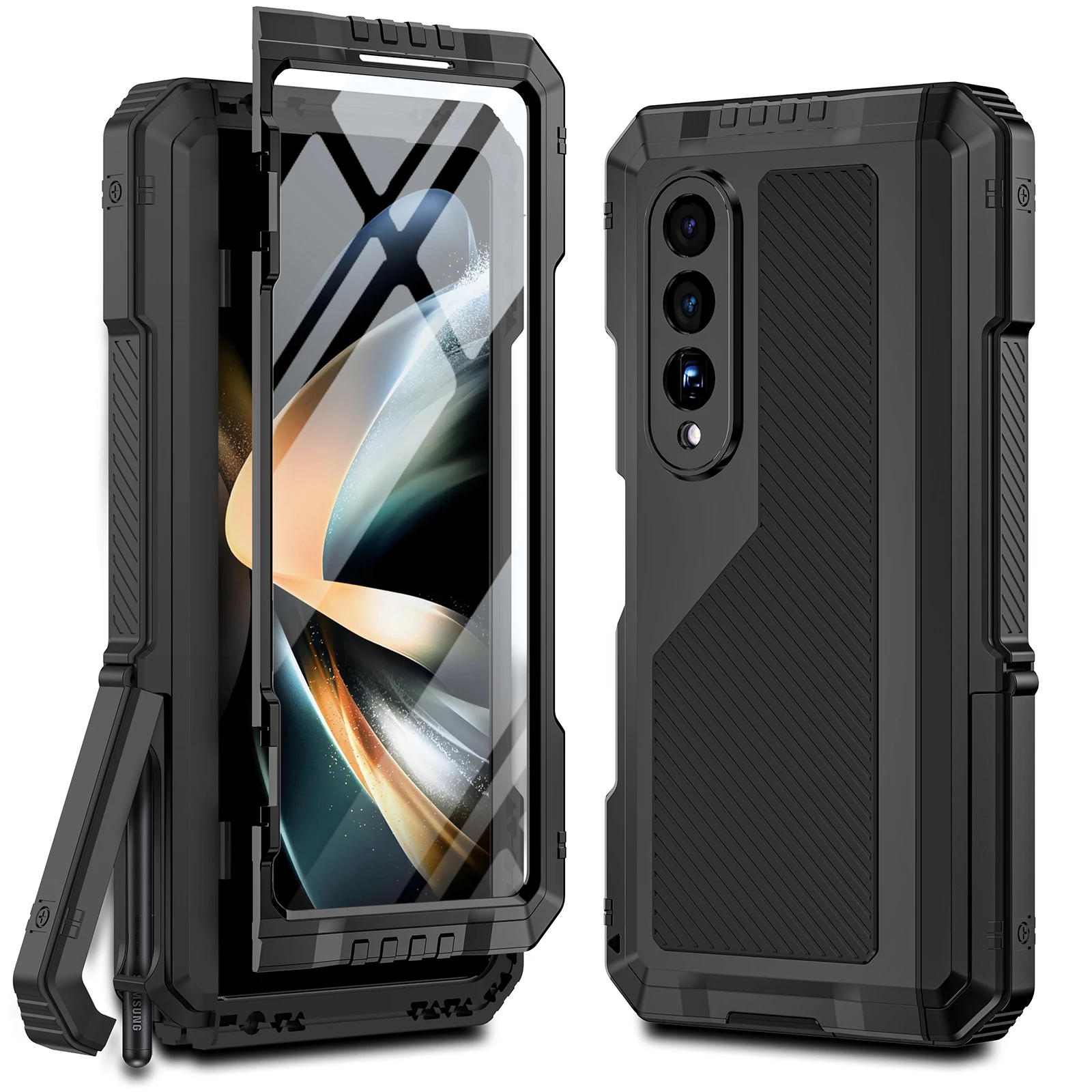 Для Samsung Galaxy Z Fold 4 металлический чехол с подставкой, 3-слойный защитный ударопрочный Алюминиевый Чехол для Z Fold 4
Для Samsung Galaxy Z Fold 4 металлический чехол с подставкой, 3-слойный защитный ударопрочный Алюминиевый Чехол для Z Fold 4