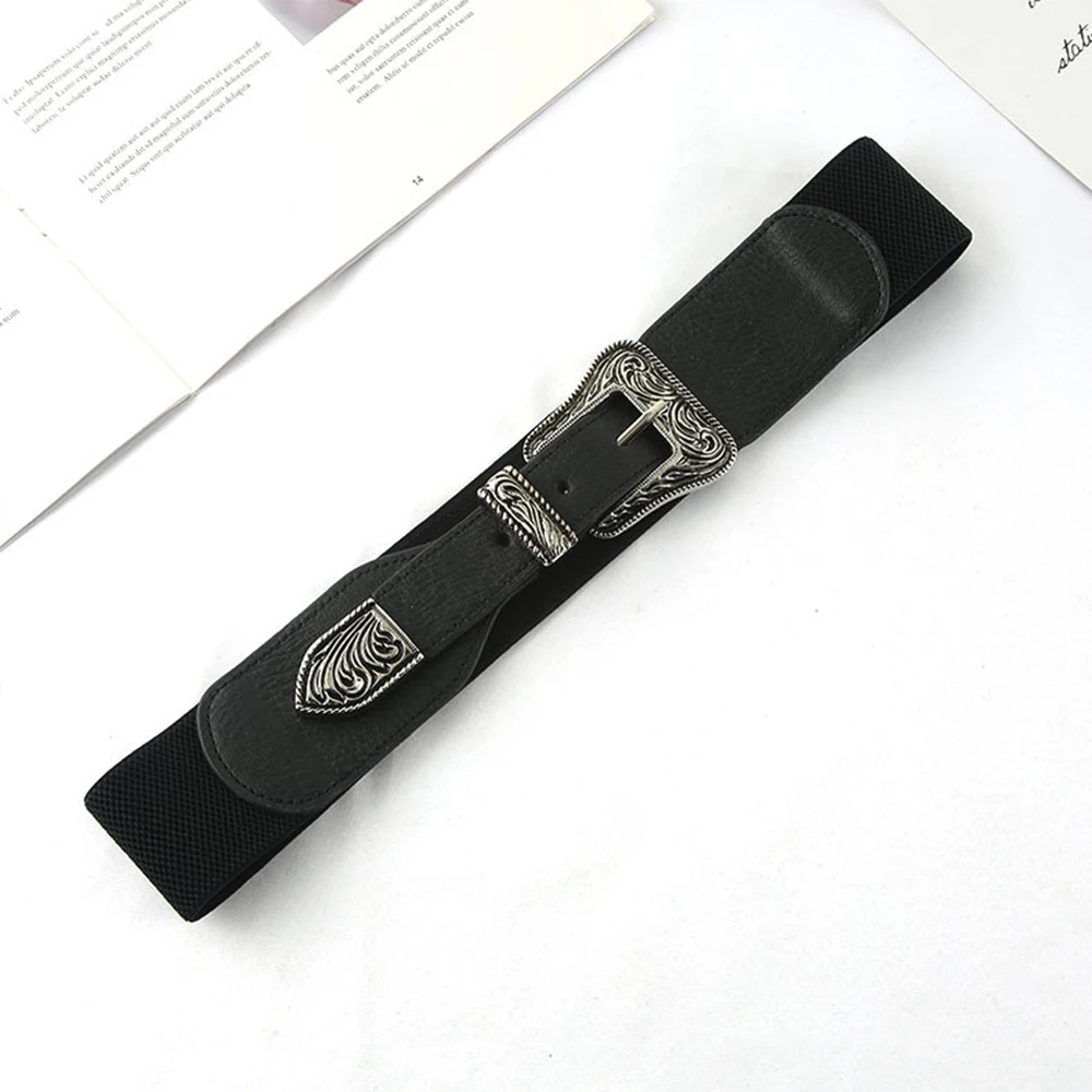 Black Elastic Waist Cover European And American Retro Carved Buckle Suit Sweater Coat Decoration Waist Belt Trend SCB0307
Black Elastic Waist Cover European And American Retro Carved Buckle Suit Sweater Coat Decoration Waist Belt Trend SCB0307