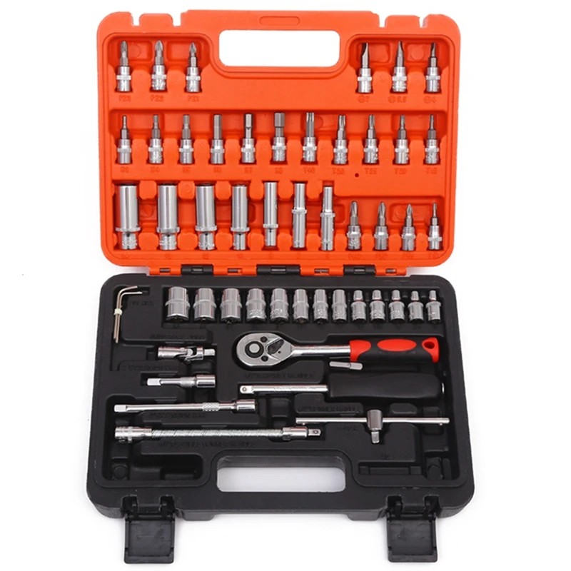 

52 Piece Set Of Hexagonal Socket Set, Hexagonal Wrench Set, Ratchet Wrench Set