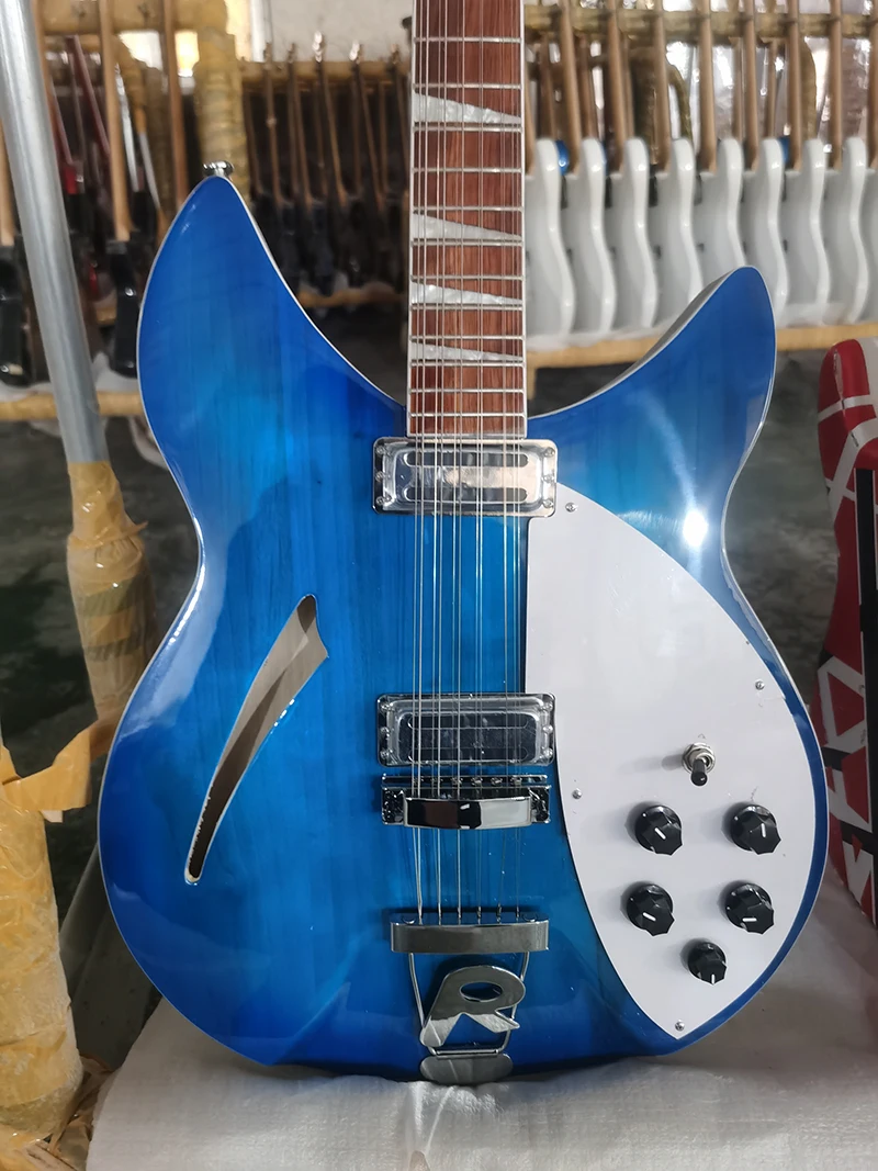 

Электрическая гитара Rickenbacker 360, звукосниматель из двух частей, Высококачественная гитара, 12 струн, синяя.