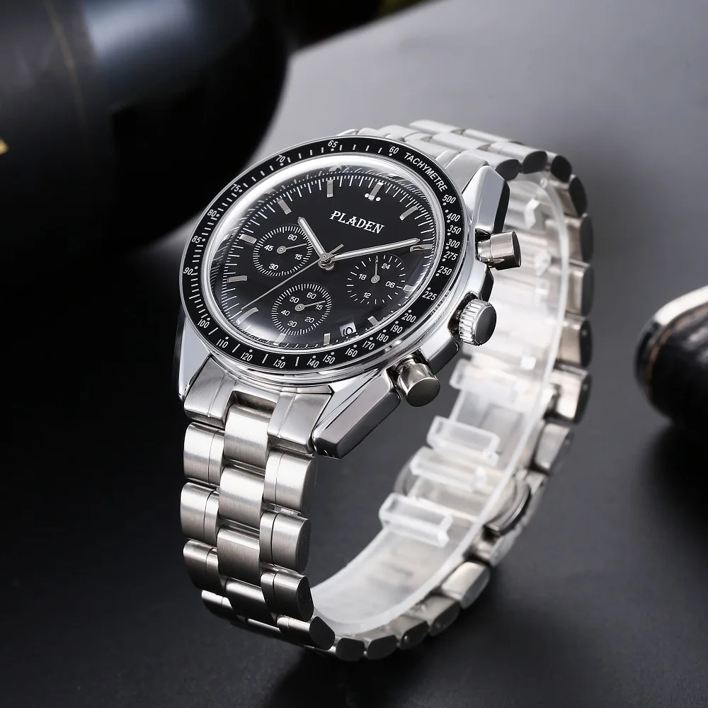 

Fashion Quartz Watches Men Brand PLADEN Luxury Automatic Date Waterproof WristWatch Business Man Stainless Steel Clock Reloj Hot