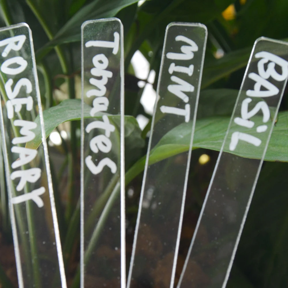 

Label Signage Acrylic Decorations Durable Herb Signs Plant Markers Tag T-Type Transparent Eco-friendly Flower Potted